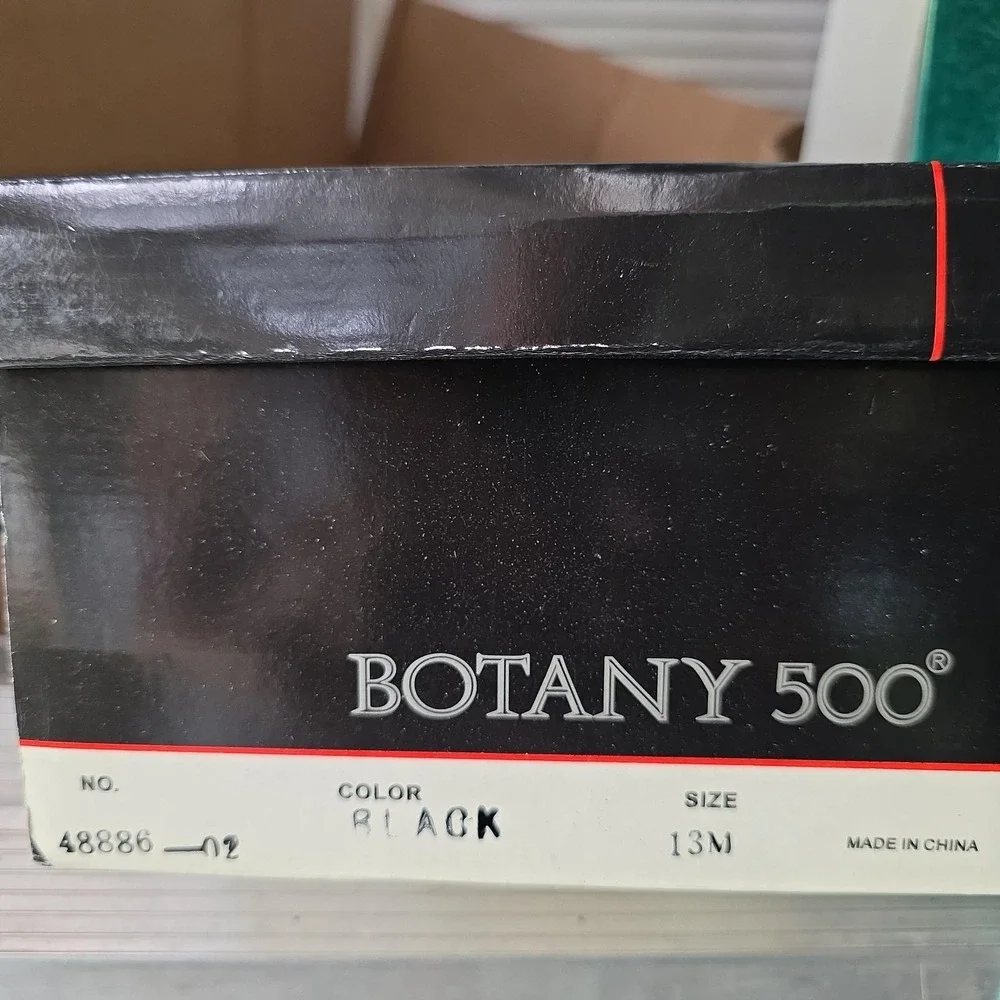 Botany 500 Shoes Mens Size 13‎ Black Leather Derby Lace Up Square Toe 48886-02
